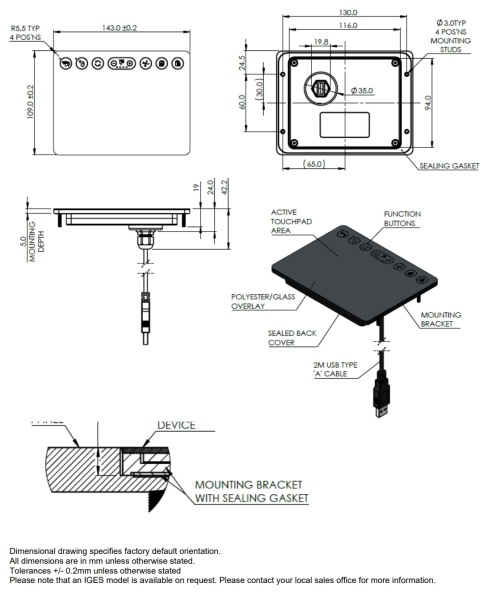  6" Panel Mount Touchpad - Type 2 extra image 1